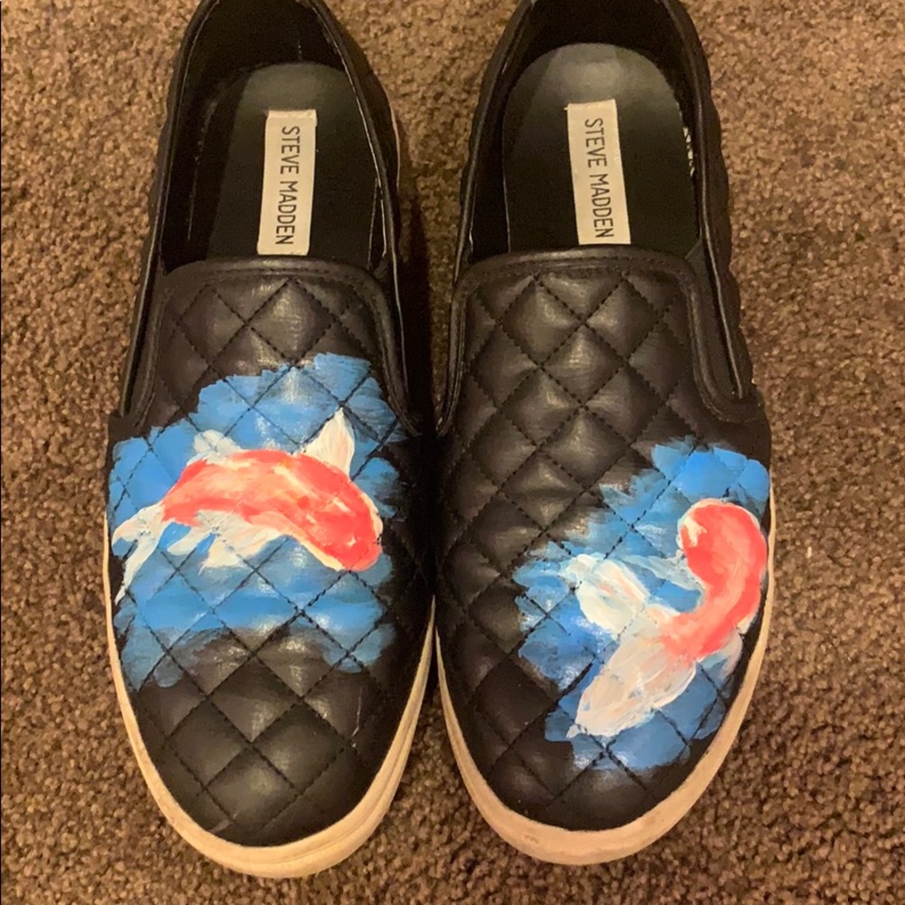 Hand Painted Koi Steve Madden Slip Ons